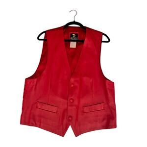 Vintage 1980s Neiman Marcus Vest Mens Red Leather